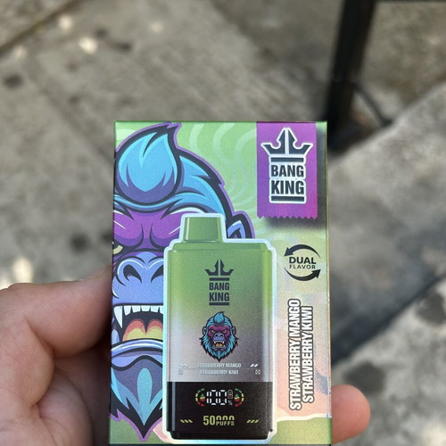 Bang King disposable vape with strawberry mango and strawberry kiwi flavors