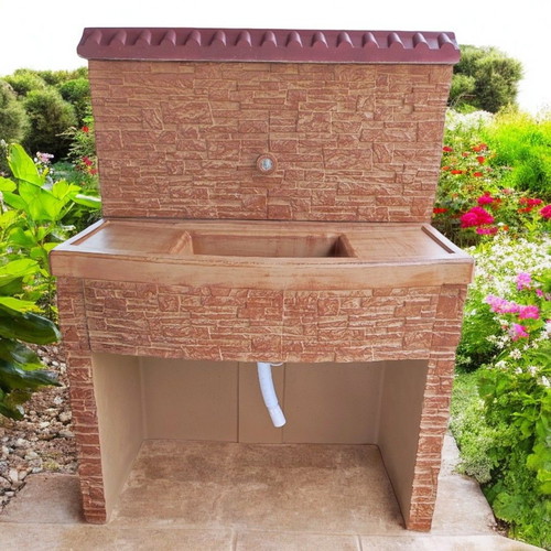 Maria garden fountain in beige and brown concrete, new