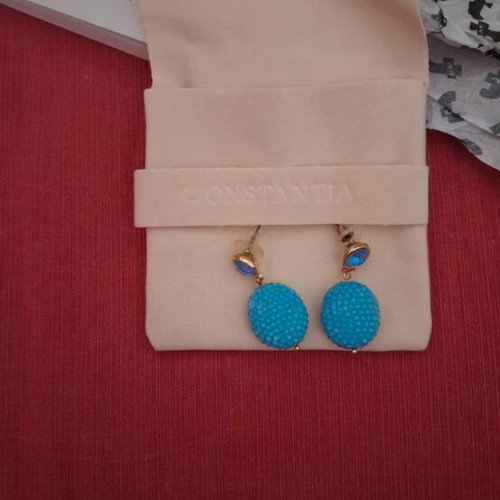 Statement earrings Constantia turquoise with gold details