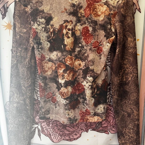 Y2K see through top with velvet sleeves size S like new