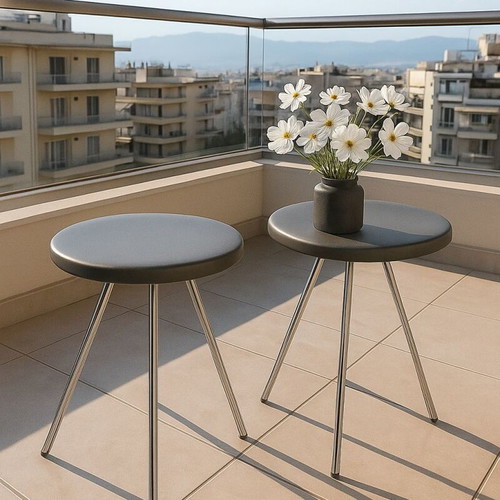Anakie Metal metal stools used, set of 2, minimalist design