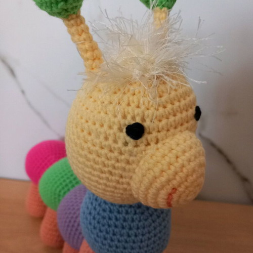 Handmade knitted caterpillar doll 27 cm new