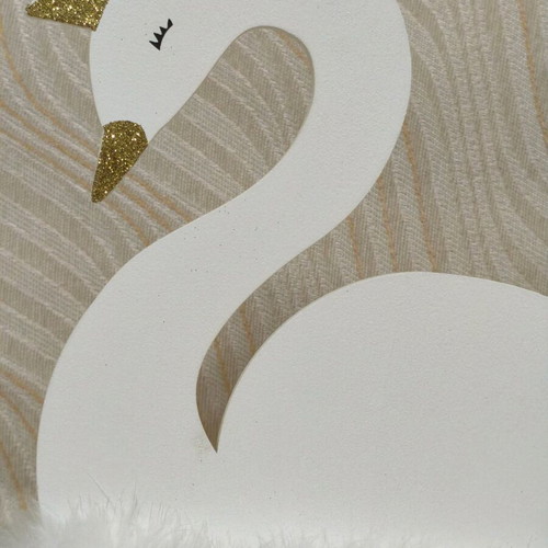 Wooden white swan decoration with base new