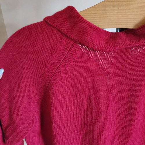 Vintage knitted red zip-up cardigan size L like new