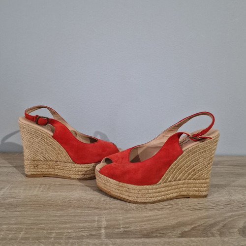Gaimo red leather and suede wedge espadrilles sandals size 38 used