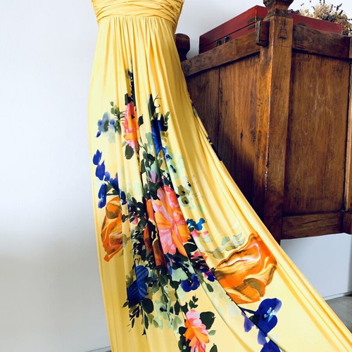 Veloudakis dress new, colorful yellow, size S-M