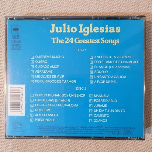 Julio Iglesias The 24 Greatest Songs CD like new, Latin