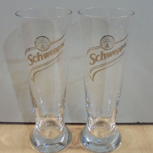 Schweppes soda set of two promotional glasses like new