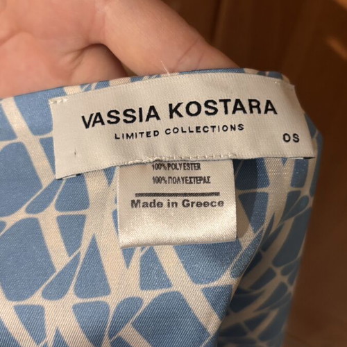 Vassia Kostara satin scarf like new, blue