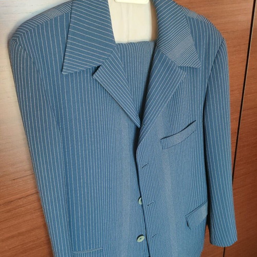 No Name striped suit used, size Large, blue