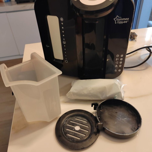 Tommee Tippee Perfect Prep baby milk maker used with new sealed filter