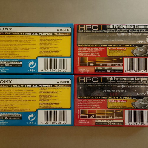 Sony audio cassette tapes sealed, pack of 4 pieces 2x60 & 2x90