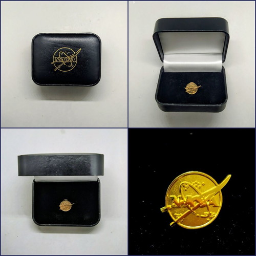 Vintage gold NASA lapel pin new with original case