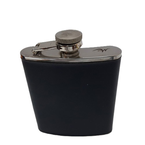 Stainless Steel Flask 6 oz with black leather, Mtel