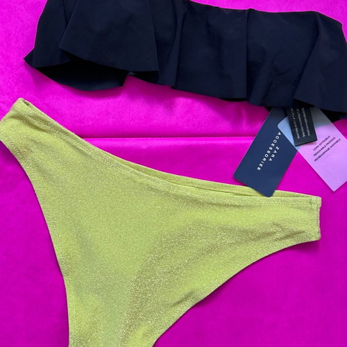 Zara black strapless top and lime HM bottoms new swimwear set