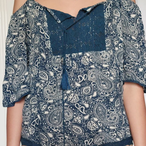 Boho top A.L.E. like new, black and blue with paisley