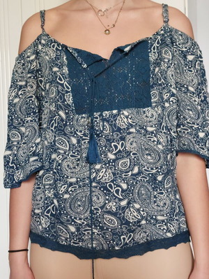Boho top A.L.E. like new, black and blue with paisley