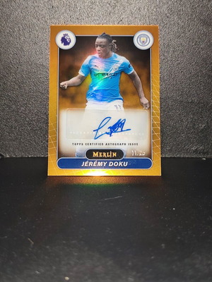 2025-26 Topps Merlin Premier League Jérémy Doku πορτοκαλί Refractor αυτόγραφο /25