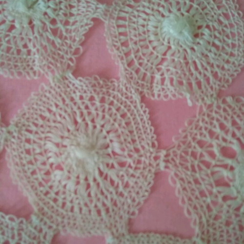 Diamond-shaped table runner used, white, 57×35 cm, 1960s
