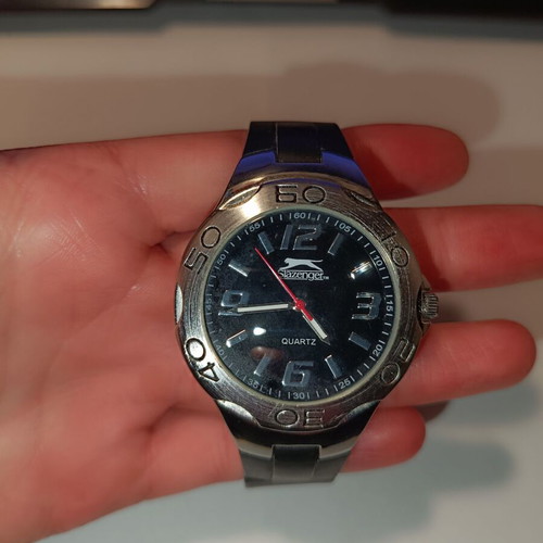 Slazenger men's wristwatch used, rubber strap, 42 mm