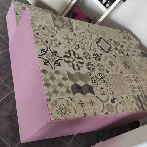 Wooden pedestal used for stage or professional spa pedicure lilac