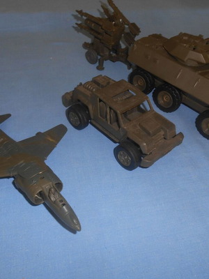 New Ray military vehicles used, set with tank, jeep and airplane