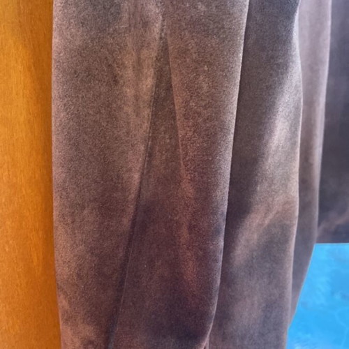 Suede jacket men's vintage 1980s Vera Pelle used, size S, brown