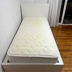Κρεβάτι λευκό μονό από ΙΚΕΑ με στρώμα απο CANDIA STROM