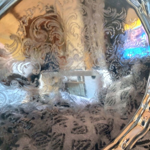 Soviet carved silver-plated tray used