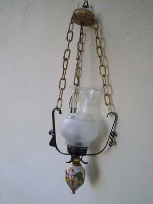Antique period lamp used, height 70 cm, length 25 cm