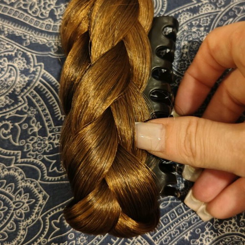 Braided hair clip new, honey brown color