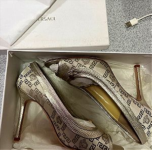 Versace Vintage gold peep toe heels