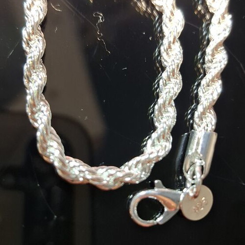 Silver 925 bracelet with twisted rope design and lobster clasp, new