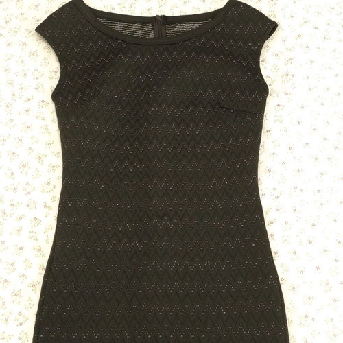 On Line black dress with sparkles like new, zig zag pattern, size S