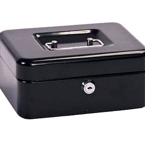 Κουτί ταμείου μαύρο μεταλλικό με κλειδαριά Cash Box 19.5x14.5x8cm Alco