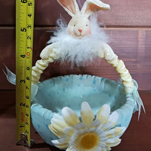 Vintage porcelain Easter basket like new, blue with bunny