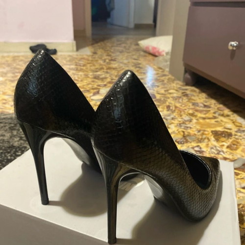Alta Moda high heels new, size 38, black with croco effect
