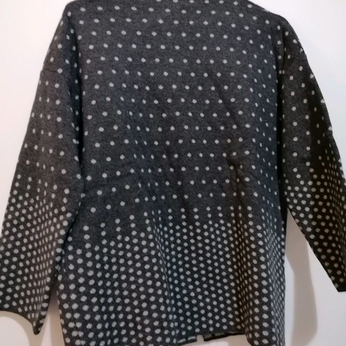 Pomodoro wool cardigan used, size S-M, grey with polka dots, 3/4 sleeve