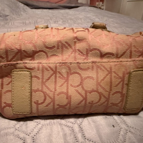 Calvin Klein pink handbag used with worn leather repairable