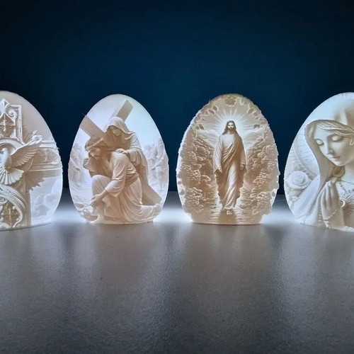 Illuminated Easter Decoration with Religious Scene 3D Printed LED Lamp new