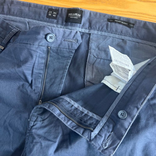 Pull&Bear men's blue chino smart skinny pants, size EUR 50