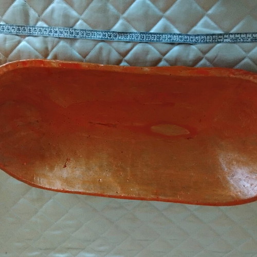 Wooden bread kneading trough used, authentic rustic decoration