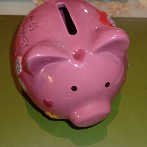 Pink ceramic piggy bank like new
