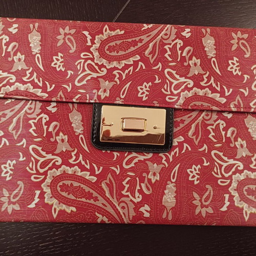 Envelope-style women's bag new, red with silver details