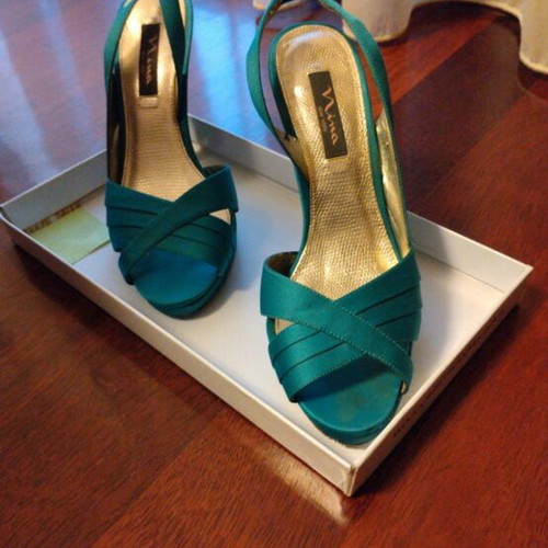 Women's satin petrol sandals size 39 used