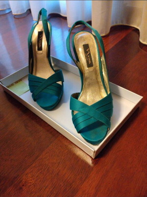 Women's satin petrol sandals size 39 used