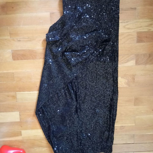 Sinsay sequined pants, black, size S