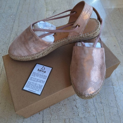 Kanna espadrilles new, leather, rose gold, size 39