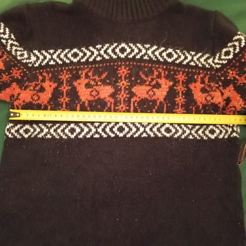 Turtleneck sweater used, black with orange deer, small size