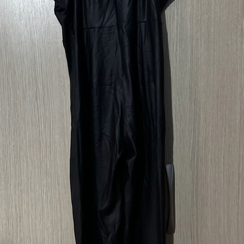 No Stress leather jumpsuit size S used with deep neckline and crisscross tie
